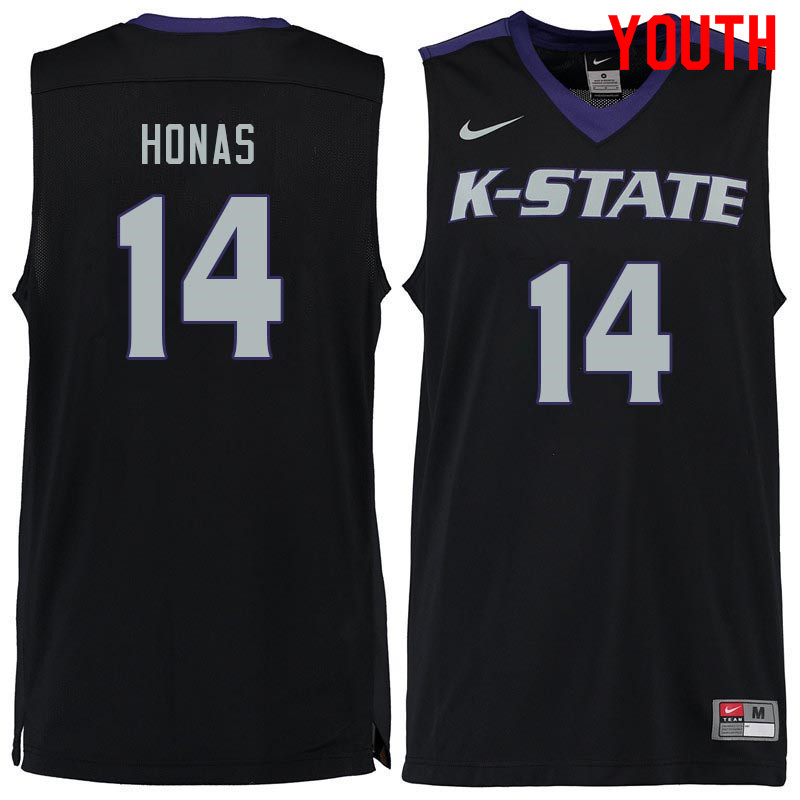Youth #14 Drew Honas Kansas State Wildcats College Basketball Jerseys Sale-Black